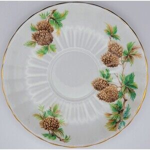 One Vintage Clarence England Bone China Pine Cone 5.5" Saucer Plate Replacement